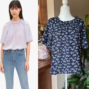 Gap ruffle neck floral top szM
